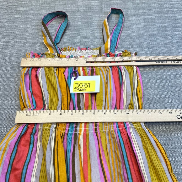 Tahari ASL Striped Tassel Midi Sundress‎ size 6 Boho Cotton Smocked Waist Resort - Picture 7 of 8